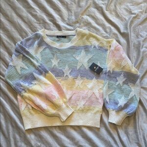 Colorful Star Pattern Crew Neck Sweater